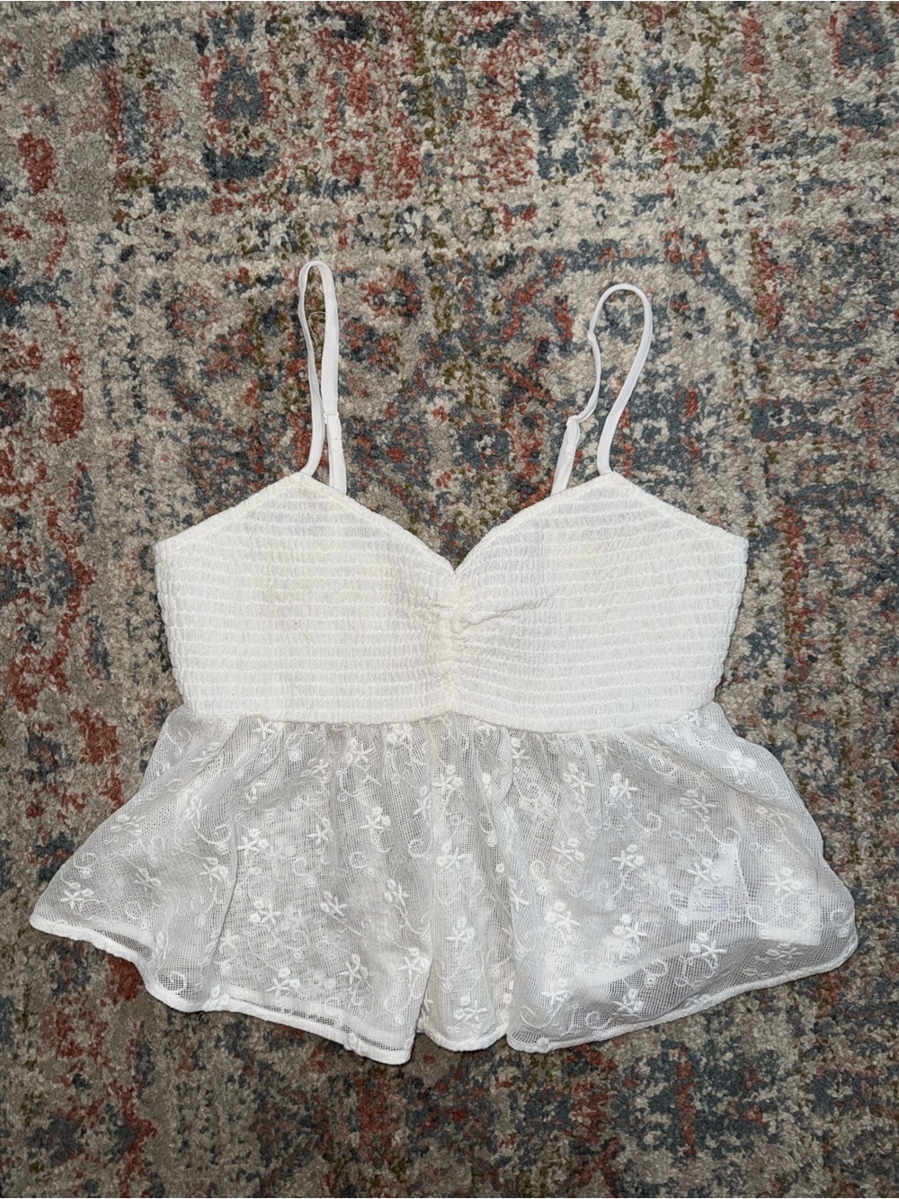 American Eagle Outfitters White Lace Peplum Camisole